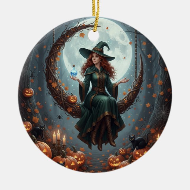 Magic Sorcery Halloween Family Julgransprydnad Keramik (Framsidan)