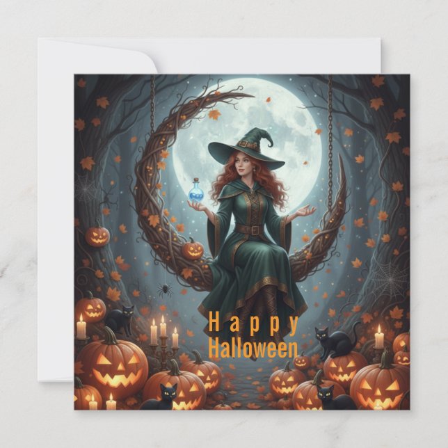 Magic Sorcery Halloween Family Julkort (Framsida)