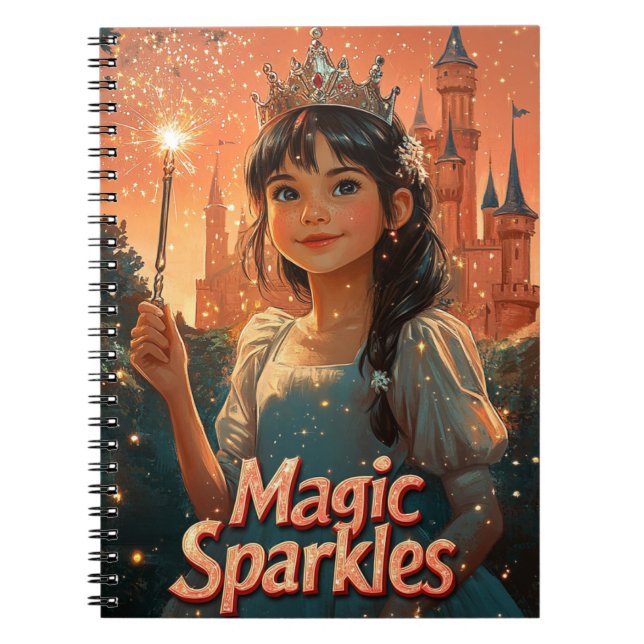 Magic Sparkles Princess Journal - Roligt Notebook Anteckningsbok (Framsidan)