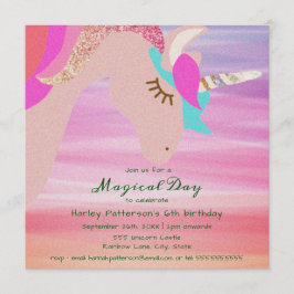 Magic Sparkling Unicorn Birthday-inbjudan Inbjudningar