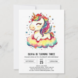 Magic Sparkling Unicorn Birthday Inbjudningar