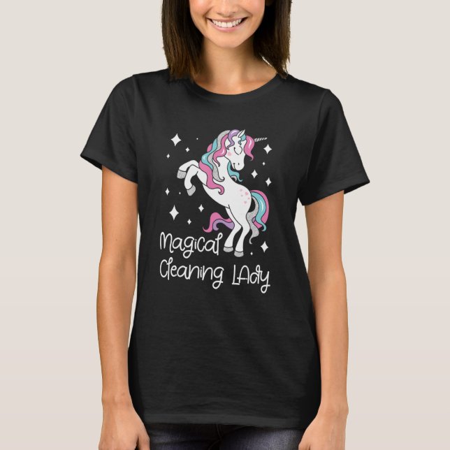 Magic Städning Dam Household Housekeeper House T Shirt (Framsida)