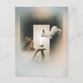 Magic Surreal Tea with White Bunny Vykort