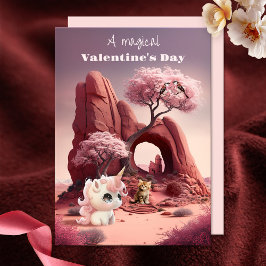 Magic Surreal Unicorn Glad Valentine Day Card Julkort