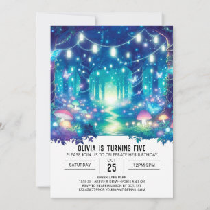 Magic Sweet Woodland Digital Birthday Inbjudningar