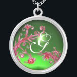 MAGIC SWIRL IN RED Monogram , Grönt Emerald Silverpläterat Halsband<br><div class="desc">Elegant,  unik och färglös utformning,  blomning,  blommar och blomning i Vår. Vattenfärgning med guld- och silver-folie.</div>