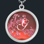 MAGIC SWIRL IN RED Monogram, Ruby Silverpläterat Halsband<br><div class="desc">Elegant,  unik och färglös utformning,  blomning,  blommar och blomning i Vår. Vattenfärgning med guld- och silver-folie.</div>