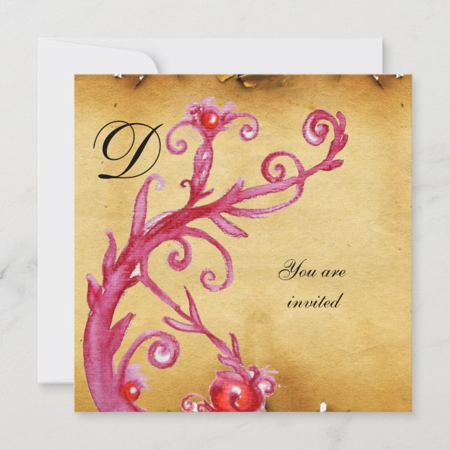 MAGIC SWIRL MONOGRAM-parchment vibrerar starkt Inbjudningar (Framsida)