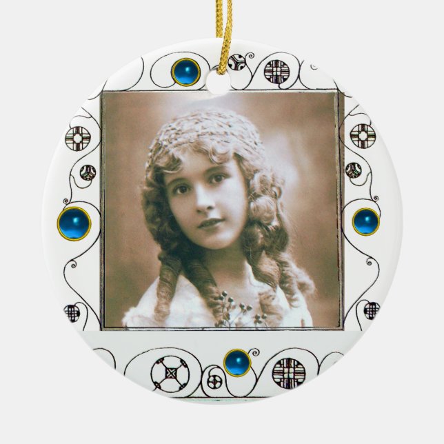 MAGIC SWIRLS FOTO-MALL, Blue Sapphire Julgransprydnad Keramik (Framsidan)