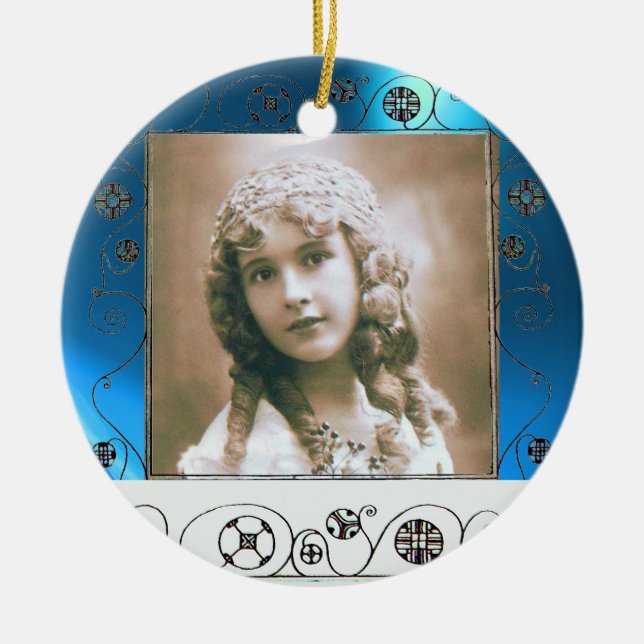 MAGIC SWIRLS FOTO-MALL, Blue Sapphire Julgransprydnad Keramik (Framsidan)