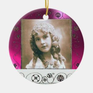MAGIC SWIRLS FOTO MMPLATE ,Fuchsia Rosa Amethyst Julgransprydnad Keramik