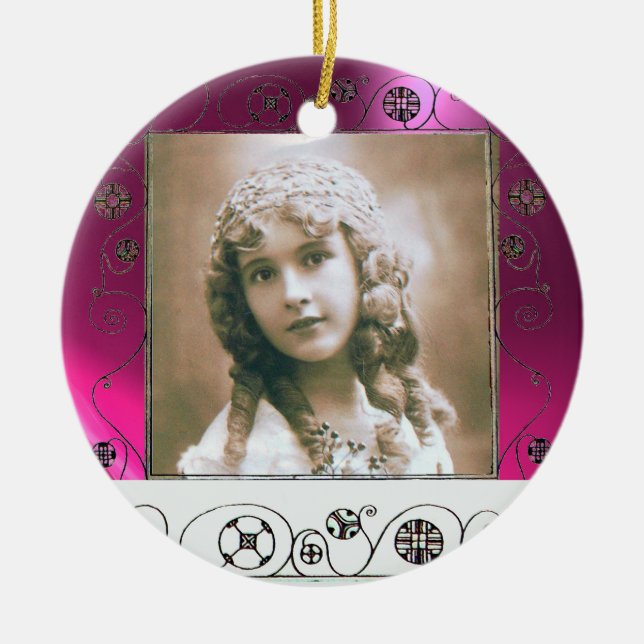 MAGIC SWIRLS FOTO MMPLATE ,Fuchsia Rosa Amethyst Julgransprydnad Keramik (Framsidan)