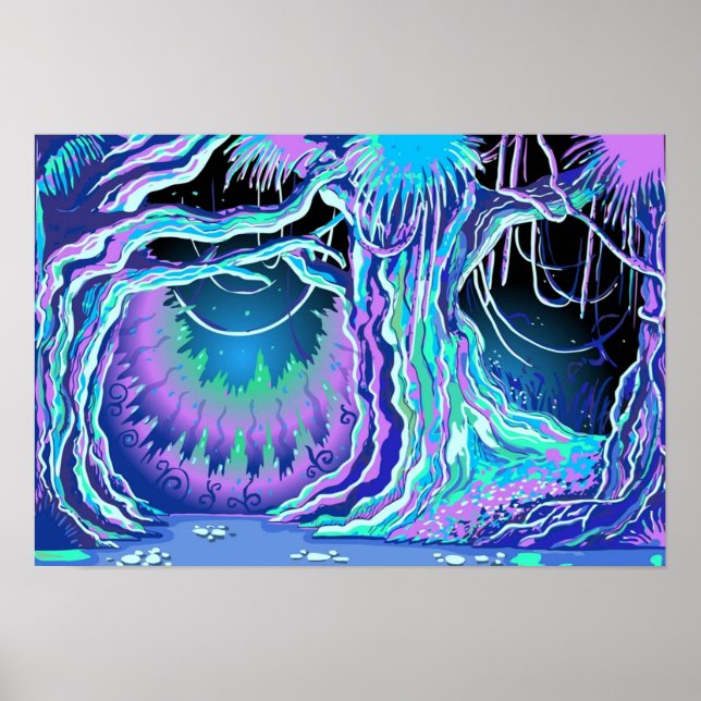Magic Tale Blacklight Forest Background Poster (Framsidan)