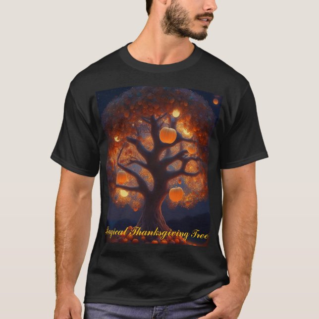 Magic Thanksgiving Träd T Shirt (Framsida)