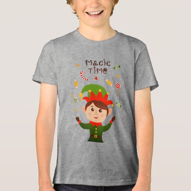 Magic Time Cute Jul-Helgdagar Candy Elf T Shirt (Framsida)