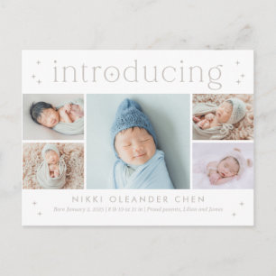 Magic Time Editable Färg Birth Announcement Posts Vykort