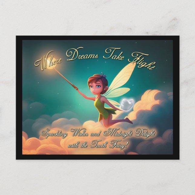 Magic Tooth Fairy - "where Dreams take Flight" Vykort (Framsida)
