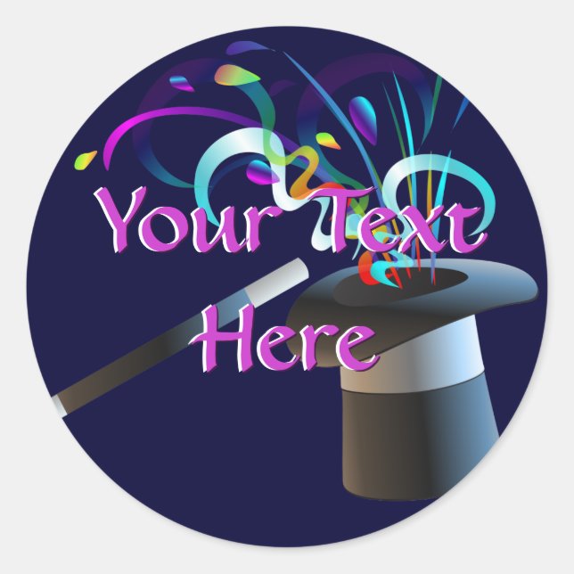 Magic Top hat Stickers Runt Klistermärke (Framsida)