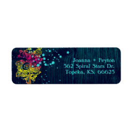 Magic Träd Midnight Blue Bröllop Adress Returadress Etikett