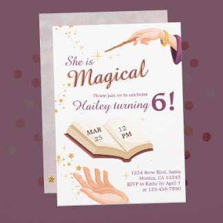 Magic Trollspö Girl Wizard Birthday-inbjudan Inbjudningar