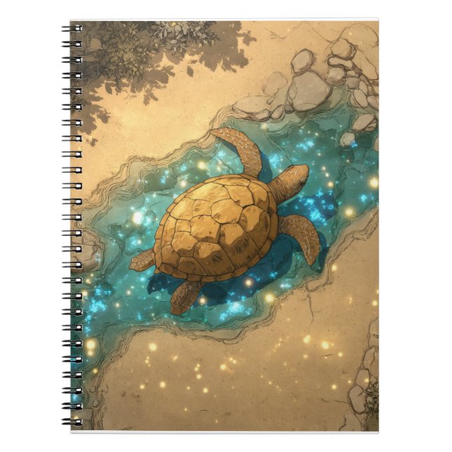 Magic Turtle in Sparkling Stream Anteckningsbok (Framsidan)