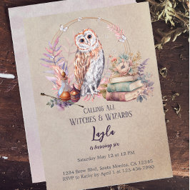 Magic Uggla Girl Wizard Birthday-inbjudan Inbjudningar