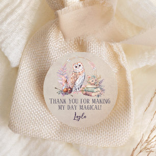 Magic Uggla Girl Wizard Tack Classic Runt Klistermärke