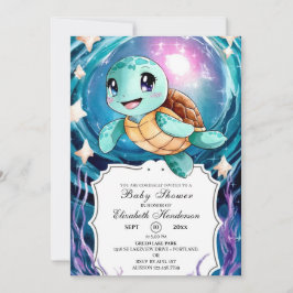 Magic Underwater Turtle Baby Shower Inbjudningar