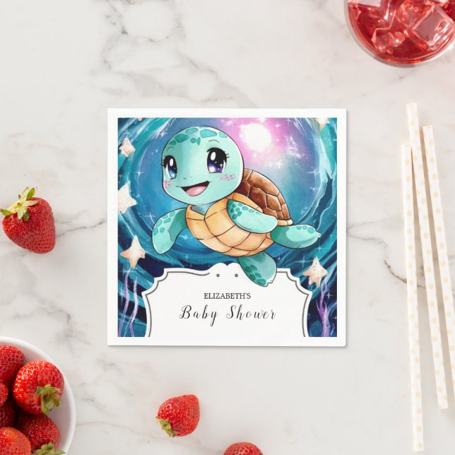 Magic Underwater Turtle Baby Shower Pappersservett (Insitu)
