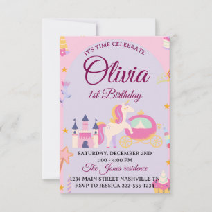 Magic Unicorn 1:a Birthday Call for Girls Tack Kort