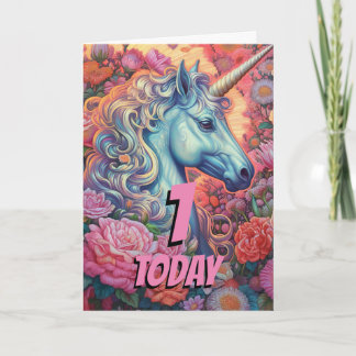 Magic Unicorn 1:a Birthday Kort