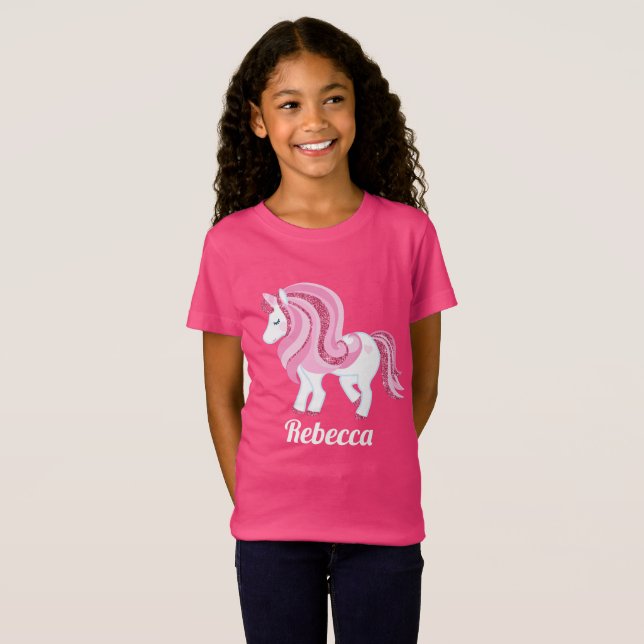 Magic Unicorn add namn-tjejer t-shirt (Hel framsida)
