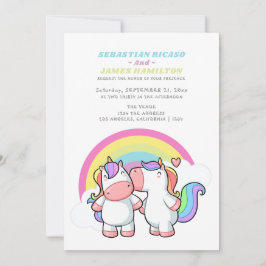 Magic Unicorn and Rainbow Roligt Gay Bröllop Meddelande