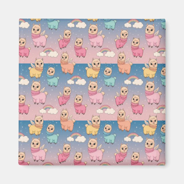 Magic Unicorn and Stars Mönster Design Magnet (Framsidan)