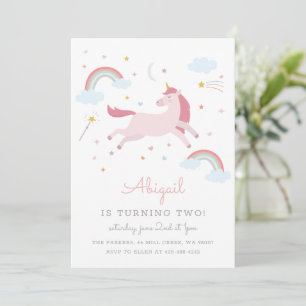 Magic Unicorn Barns födelsedag party Inbjudningar