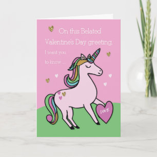 Magic Unicorn Belated Valentine Day Kort