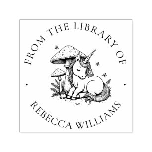 Magic Unicorn Bibliotek Bok Frimärke Självfärgande Stämpel