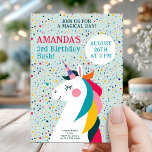 Magic Unicorn Birthday Bash Editable Kids Party Inbjudningar<br><div class="desc">Gör ditt barns speciella dag ännu mer magisk med den här fantastiska enmajsmatade födelsedagsinbjudan! Den här lekande designen har en drömmande enhörning med en regnbågsmane,  glad konfettbakgrund och fullt redigerbar text. Perfekt för vilken ålder som helst är denna inbjudan perfekt för flickor som kärlek sparkar,  regnbågar och roligt.</div>