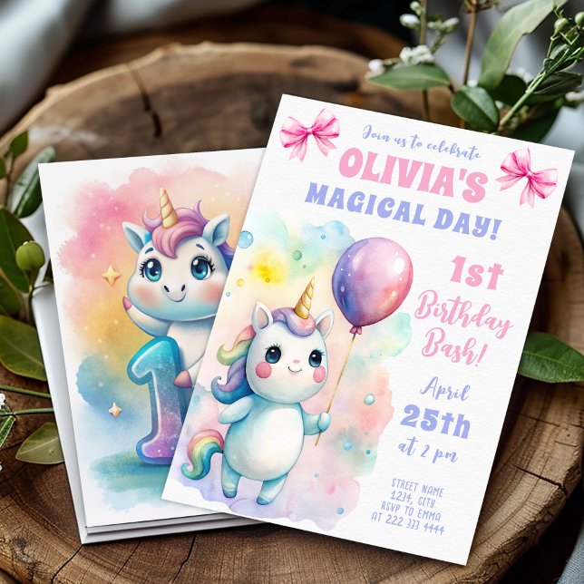 Magic Unicorn Birthday Bash för Baby Inbjudningar (Skapare uppladdad)
