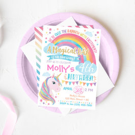Magic Unicorn Birthday bjudande Rainbow Inbjudan