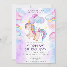 Magic Unicorn Birthday bjudande Rainbow Inbjudningar