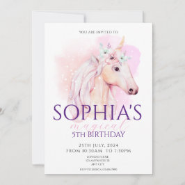 Magic Unicorn Birthday bjudande Rainbow Inbjudningar