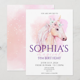 Magic Unicorn Birthday bjudande Rainbow Inbjudningar