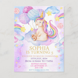 Magic Unicorn Birthday bjudande Rainbow Vykort