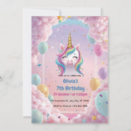Magic Unicorn Birthday bjudande - Regnbågdel Inbjudningar