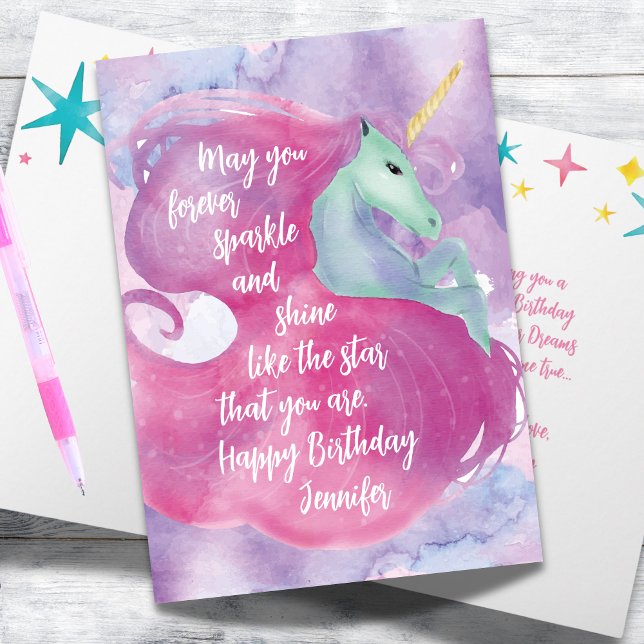 Magic Unicorn Birthday Card for Girls Kort (Magical Unicorn Birthday Card for Girls)
