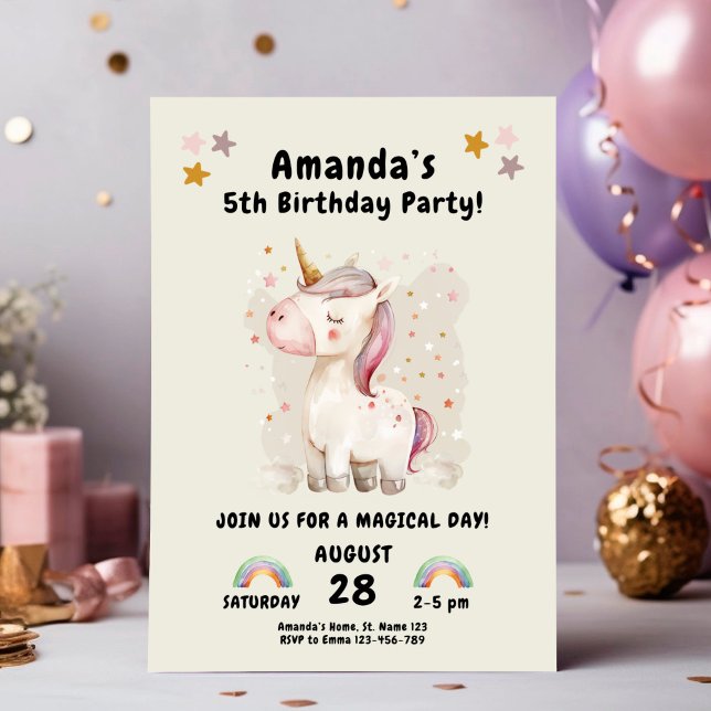 Magic Unicorn Birthday for Girls Inbjudningar (Skapare uppladdad)