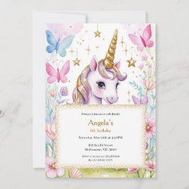 Magic Unicorn Birthday Girls-inbjudan Inbjudningar