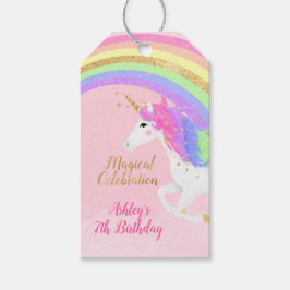 Magic Unicorn Birthday | Guld Rainbow Presentetikett