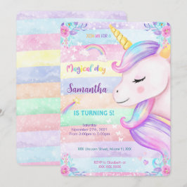 Magic Unicorn Birthday-inbjudan Inbjudningar